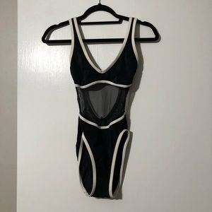 Sexy Anne Klein Black Mesh & White Swimsuit - 6